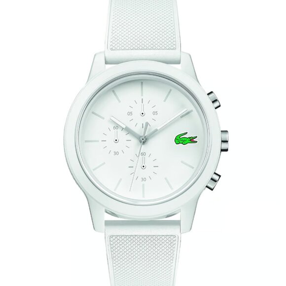 LACOSTE 2010974 WHITE CHRONOGRAPH DIAL WHITE SILICONE STRAP WOMENS WATCH - Picture 1 of 4